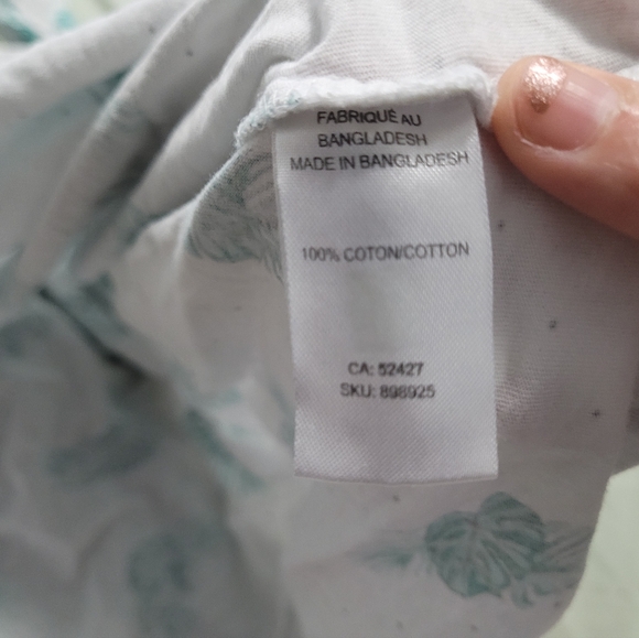 MyStyle 100% Cotton 1X White Tank With Polka Dots and Tropical Leaves - Picture 5 of 5